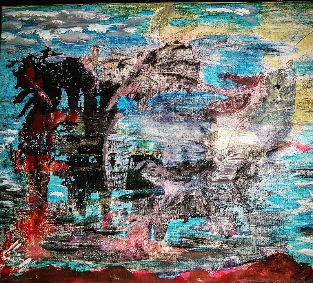 Expressive abstract painting with dream-like qualities