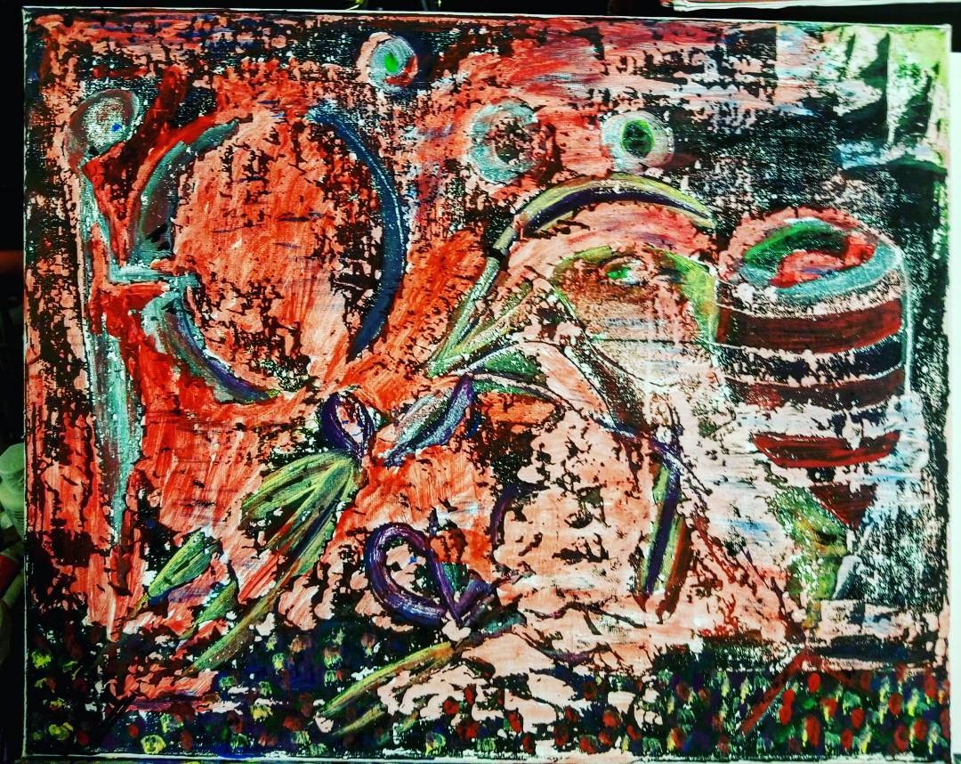 Abstract painting with golden tones representing a sophisticated art collection piece