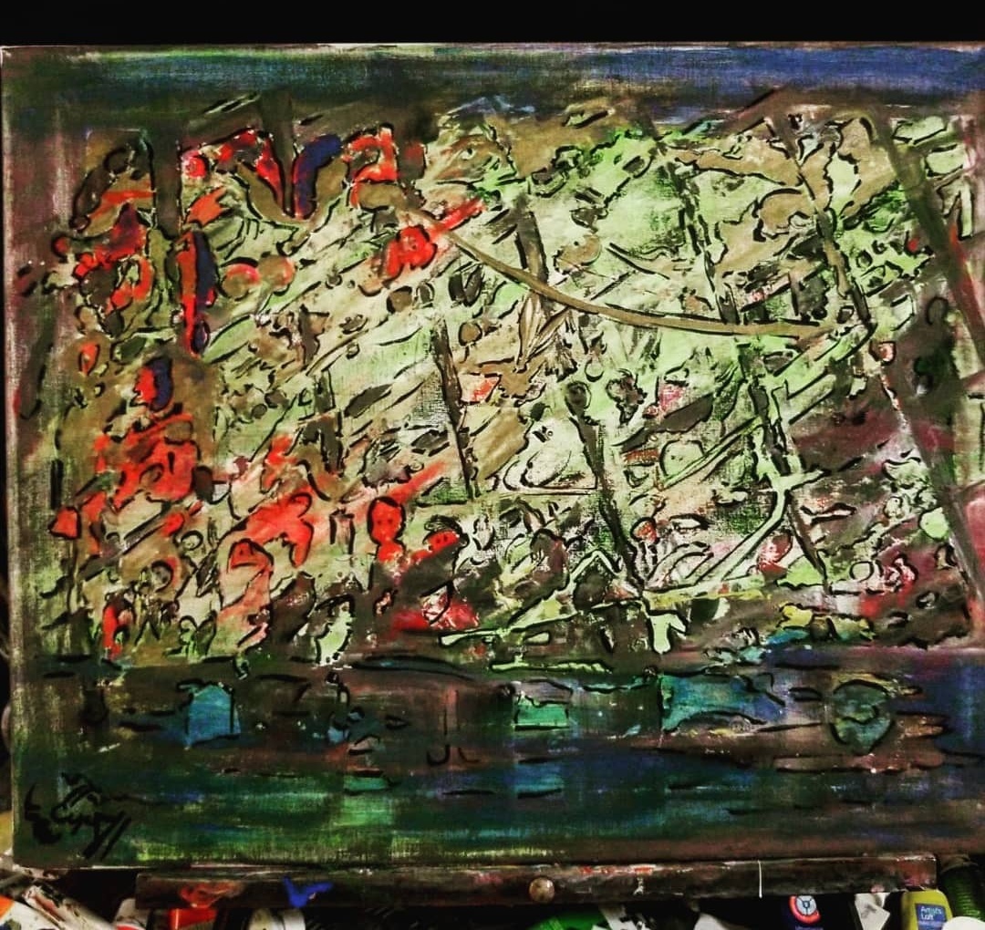 Abstract painting demonstrating chaotic energy - Chaos by Jamal Abstracts