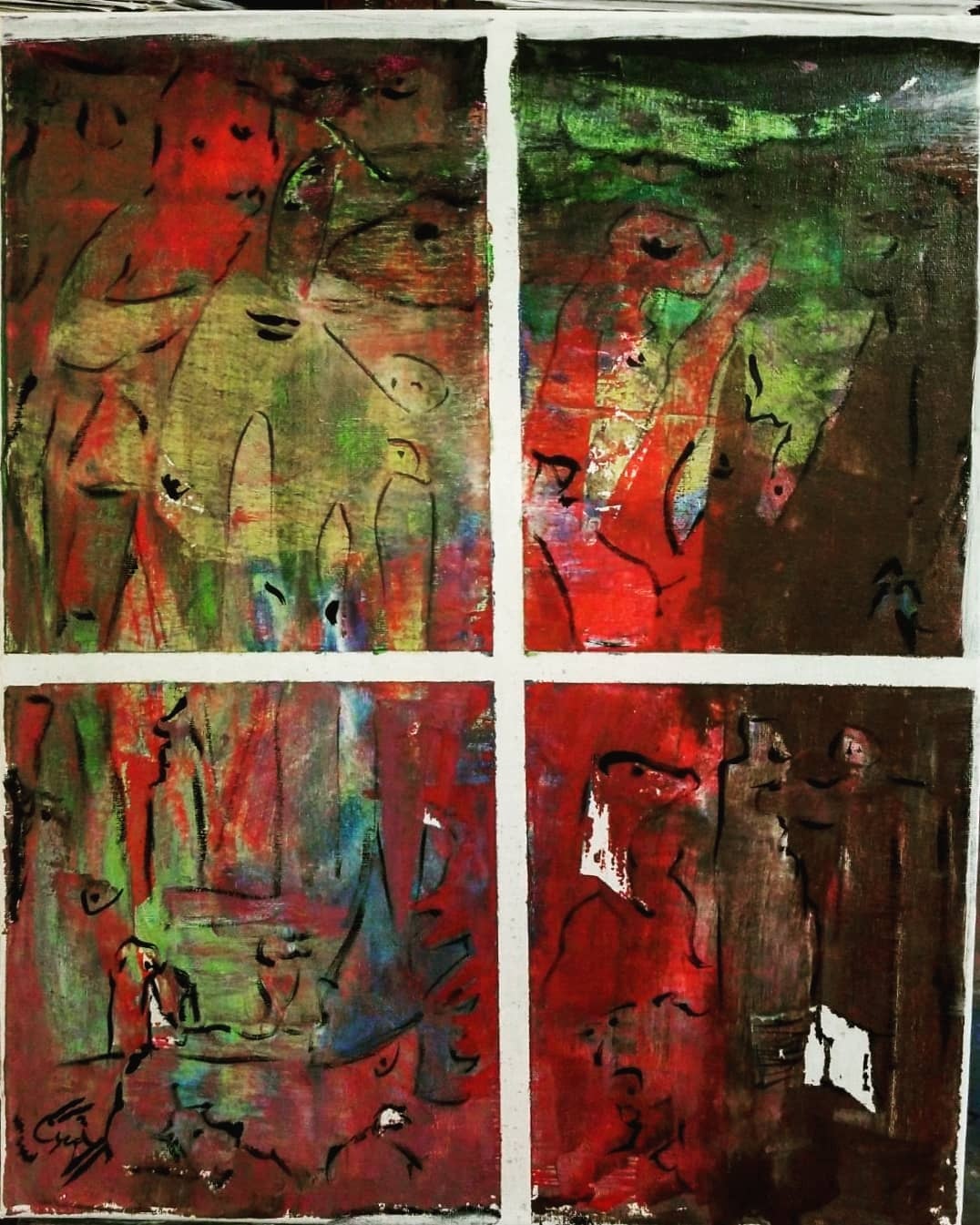 Abstract painting showing transformation through color - Transformation in Turquoise by Jamal