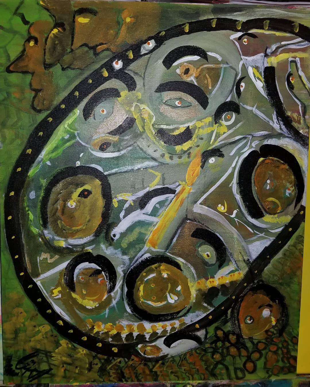 Abstract painting showing rhythmic movement and color flow - The Rhythm by Jamal