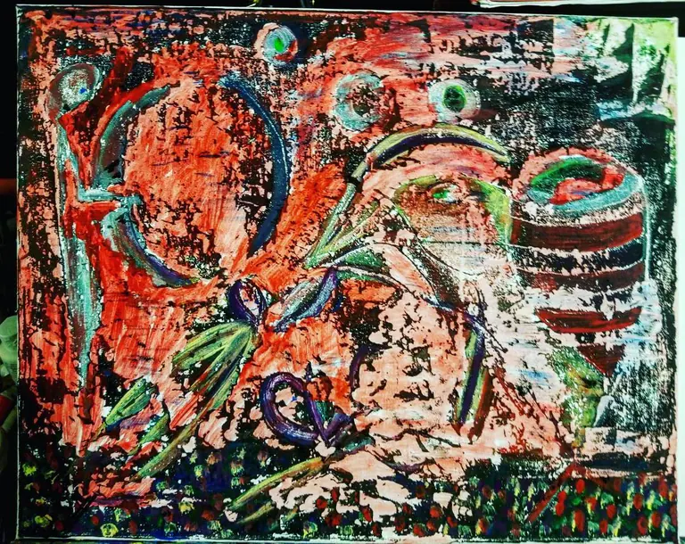 Golden Gathering, a painting by Jamal