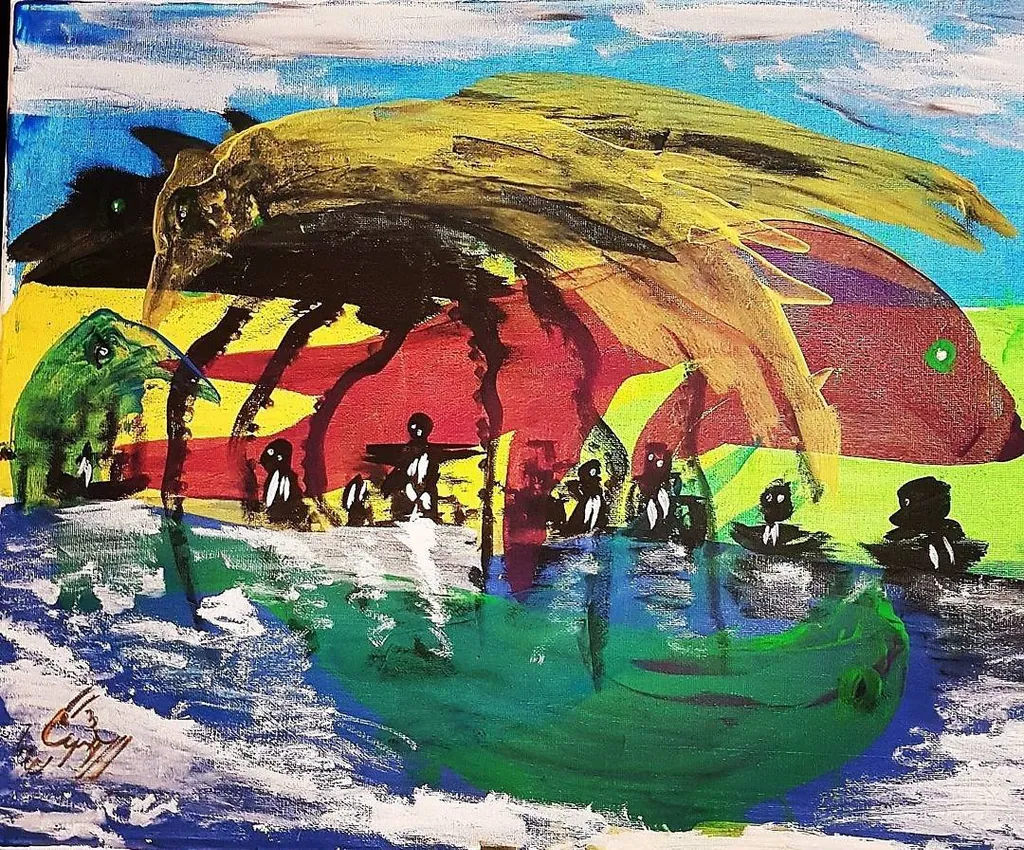 Bodies of the Bridge, a painting by Jamal