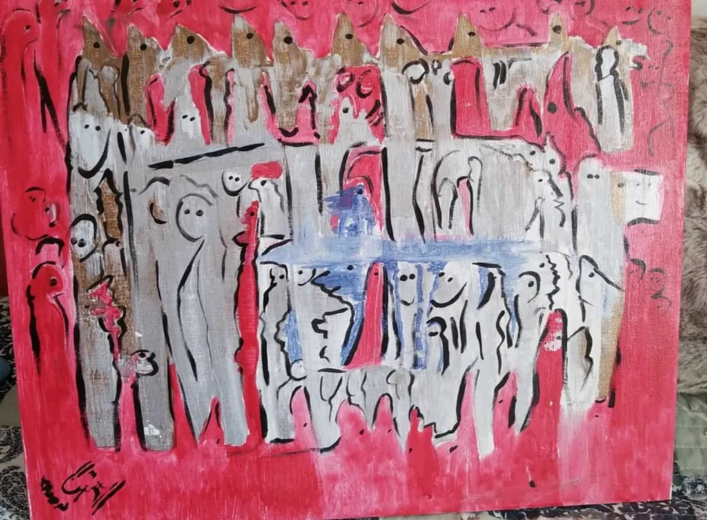 Souls at Crimson, a painting by Jamal