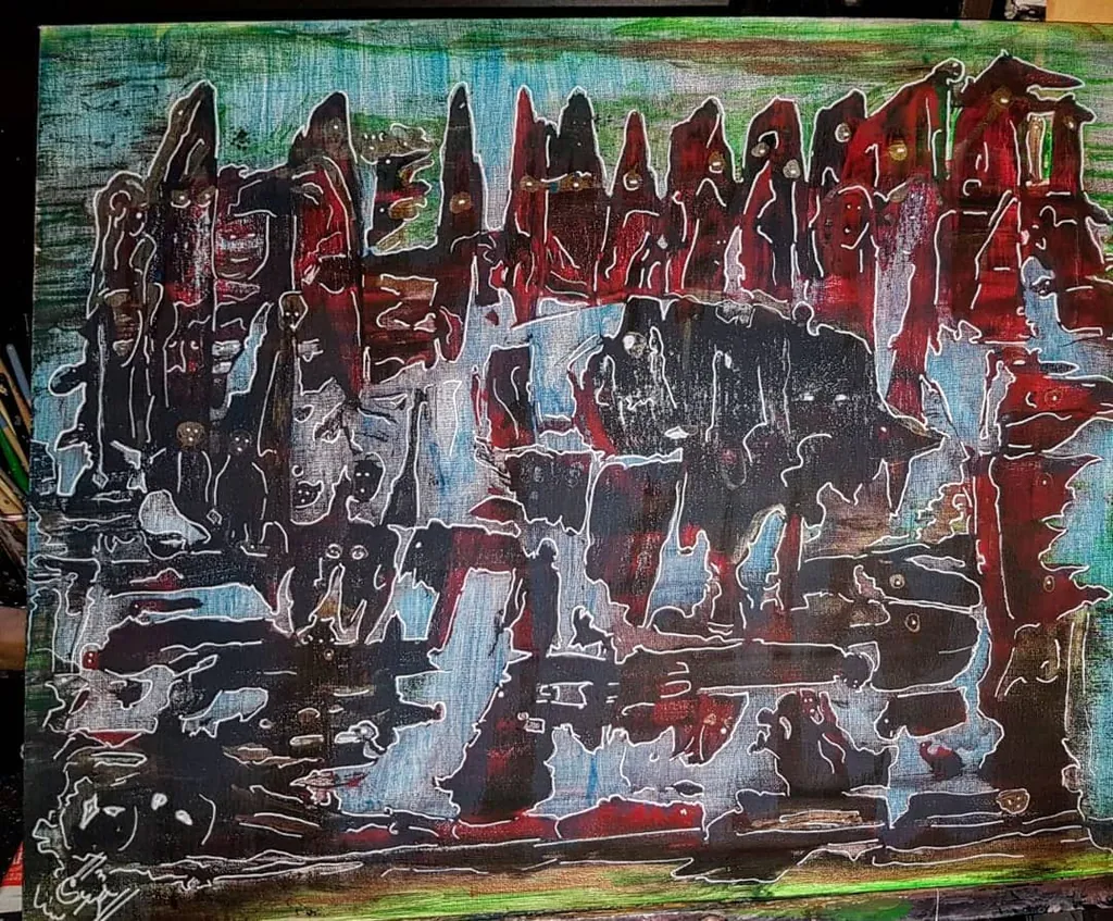 Golden Travelers, a painting by Jamal
