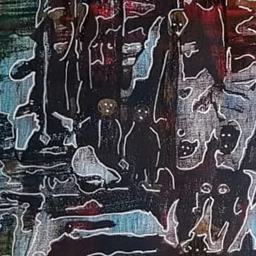 Detail of Golden Travelers, centre left