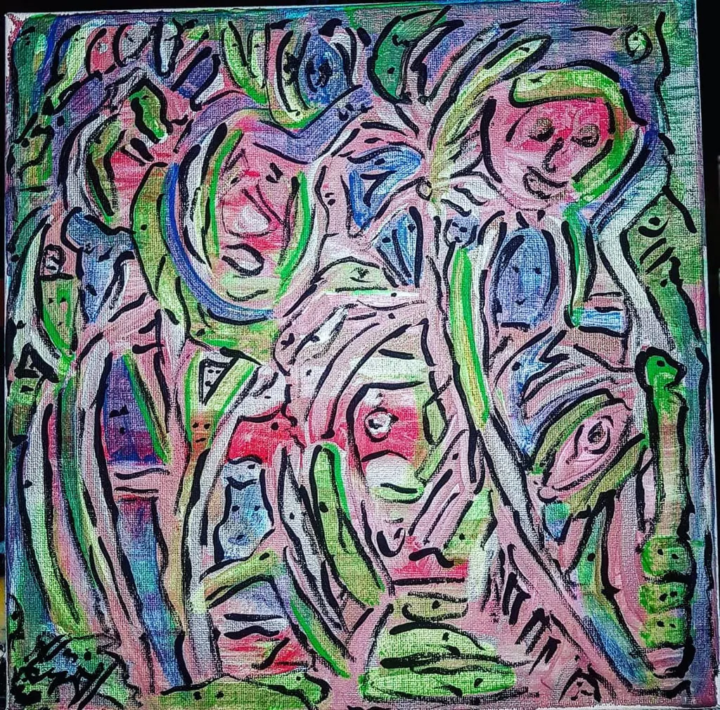 Violet Silhouettes, a painting by Jamal