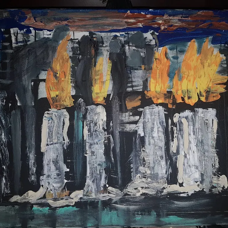 Gathering of the Village, a painting by Jamal