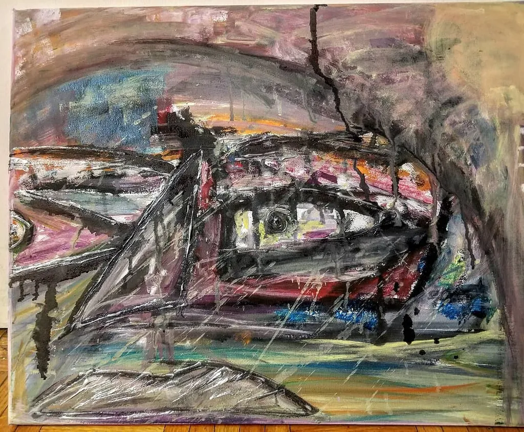 Stars and Crowd, a painting by Jamal