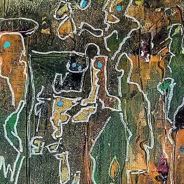 Detail of Echoes in Emerald, upper centre