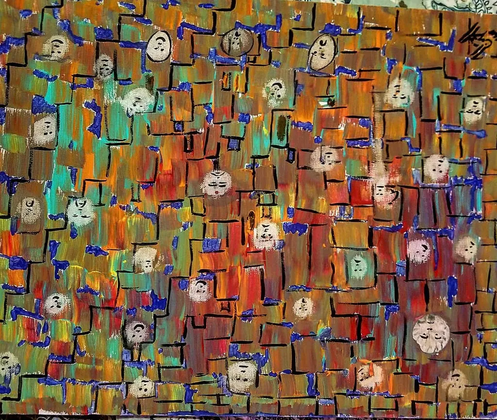 Clouds and Bodies, a painting by Jamal