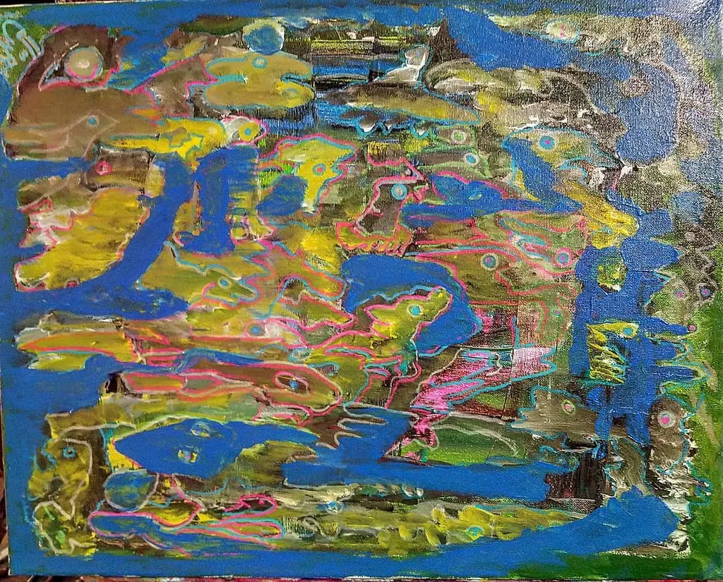 Where Crowd Gather, a painting by Jamal
