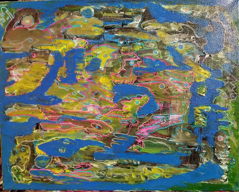 Where Crowd Gather, a painting by Jamal