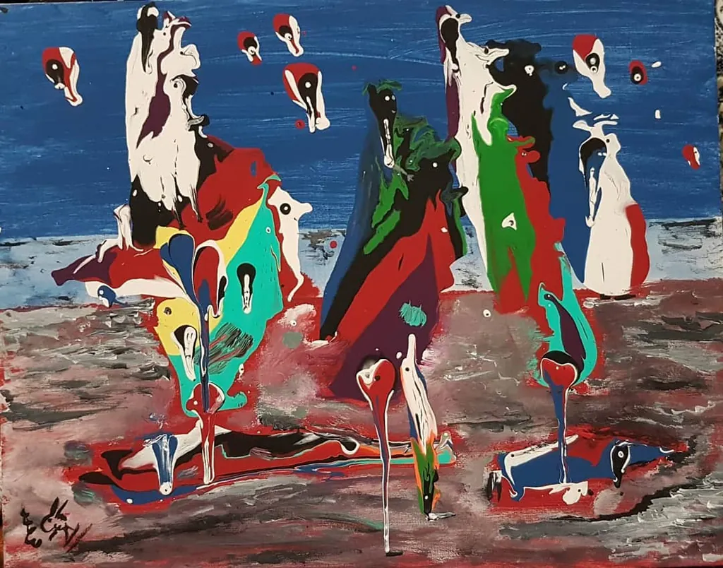 Travelers of the Forest, a painting by Jamal