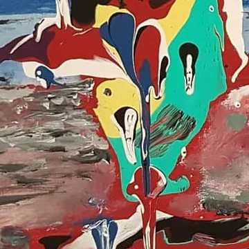 Detail of Travelers of the Forest, centre left