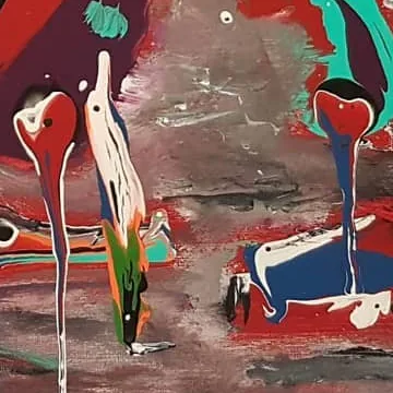 Detail of Travelers of the Forest, lower centre