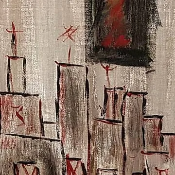 Detail of Journey in Twilight, lower right