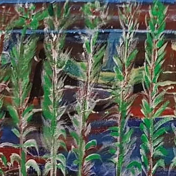 Detail of Chaos in Crimson, lower left