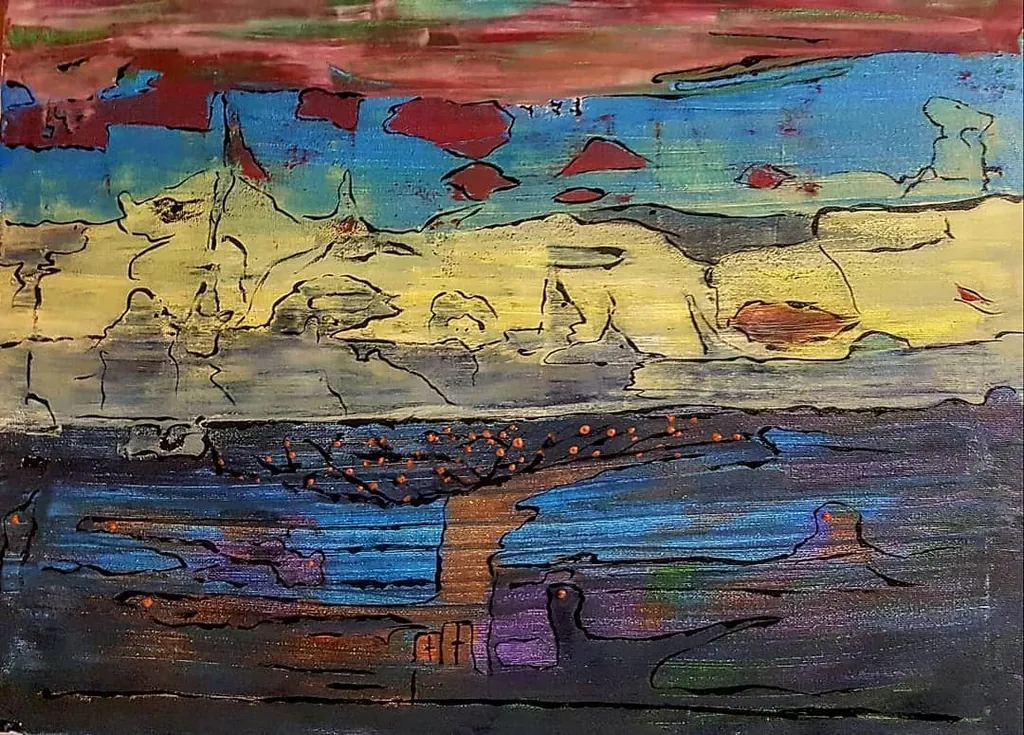 Reflections in Azure, a painting by Jamal