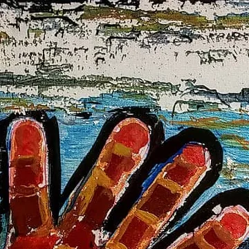 Detail of Wanderers of the Bridge, upper left