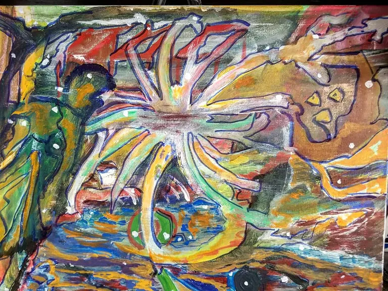 Golden Faces, a painting by Jamal