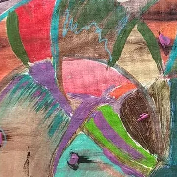 Detail of Memories in Coral, centre left