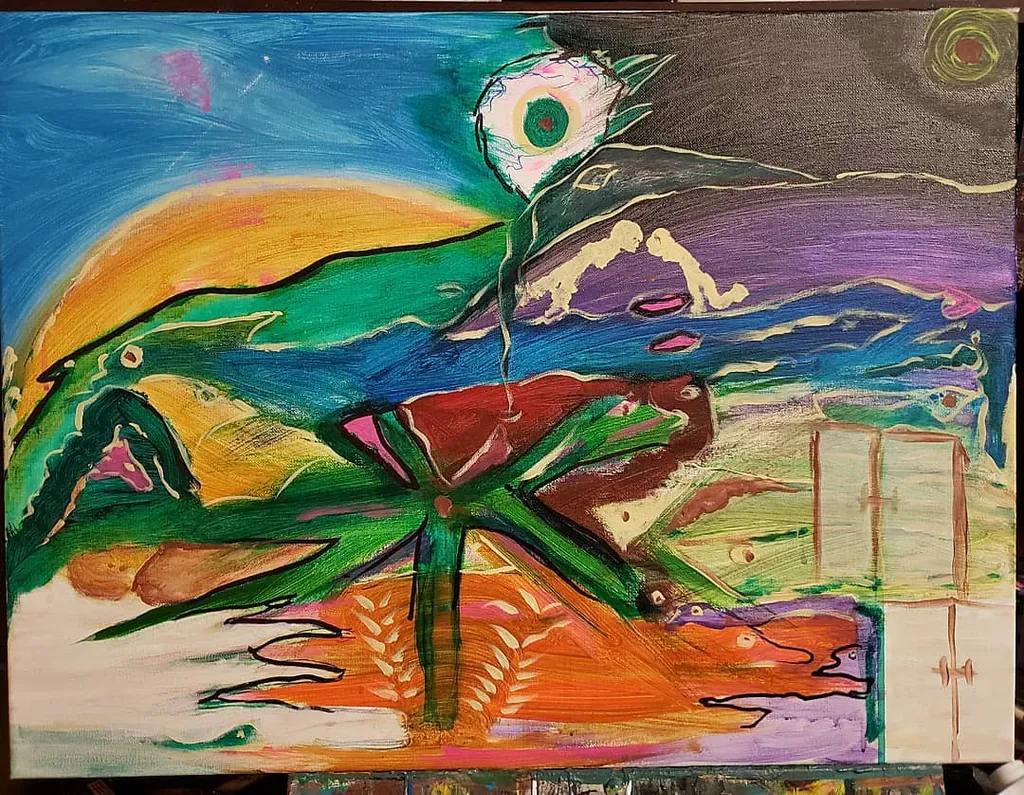 Turquoise Threshold, a painting by Jamal