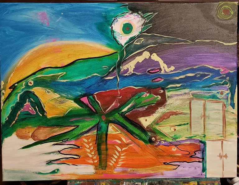 Turquoise Threshold, a painting by Jamal