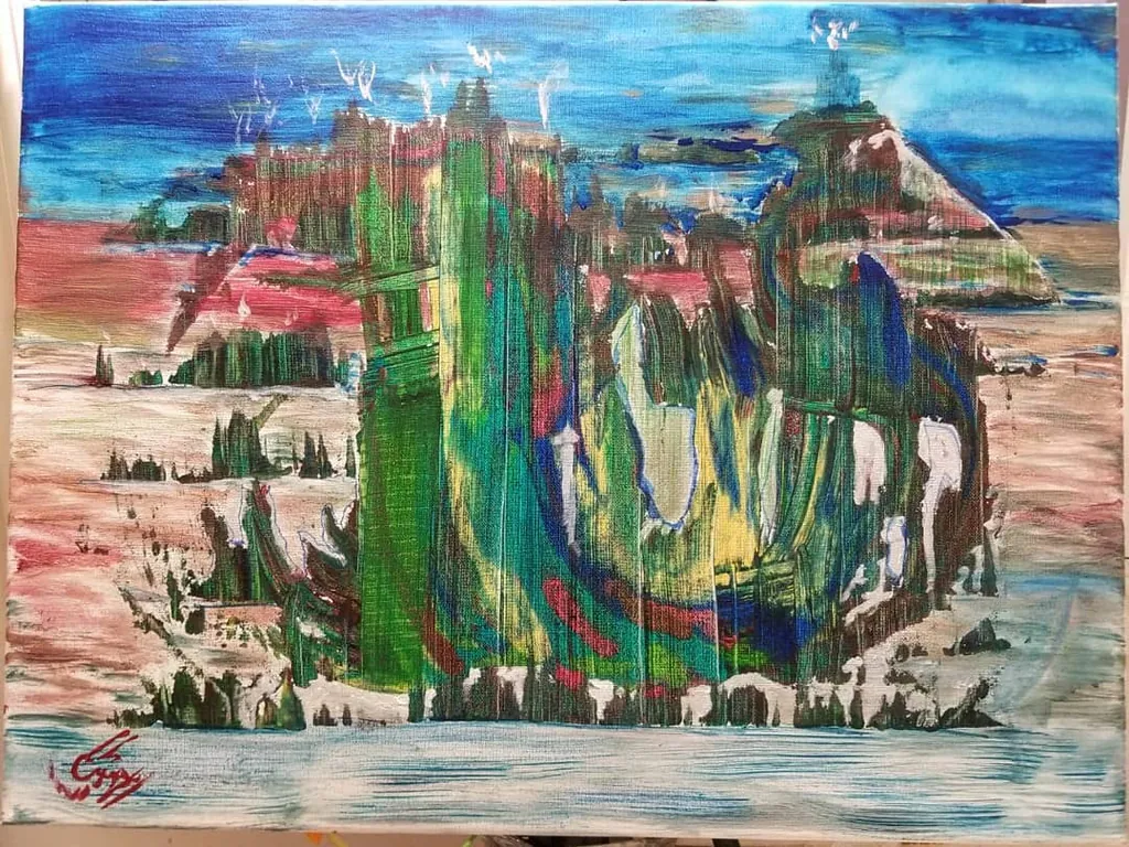 The Mountain of Motion, a painting by Jamal