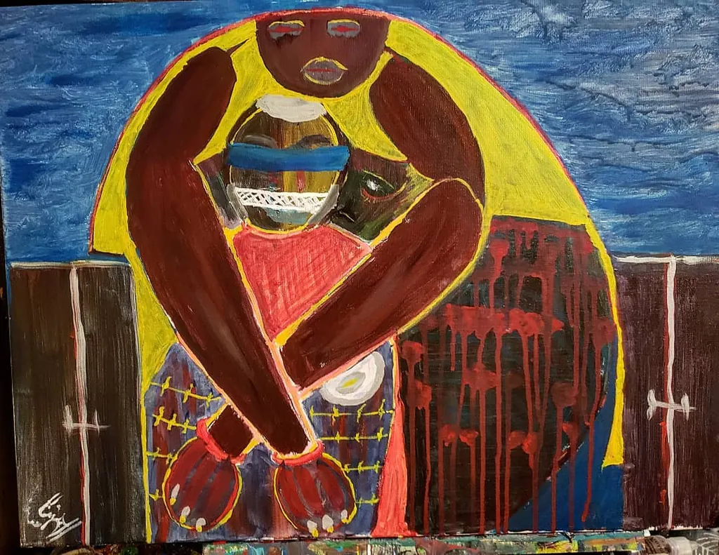 Sun and Crowd, a painting by Jamal