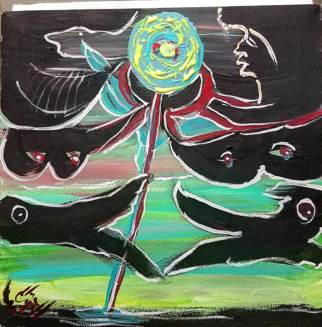 Transformation in Crimson, a painting by Jamal