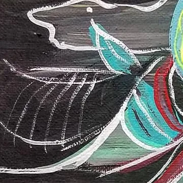 Detail of Transformation in Crimson, upper left