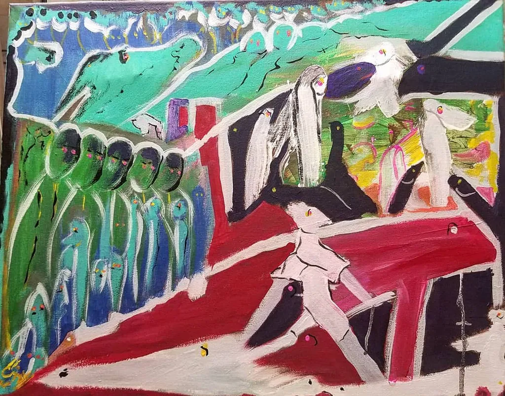 Where Silhouettes Wait, a painting by Jamal