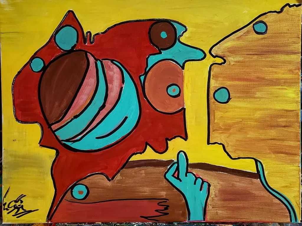 Indigo Faces, a painting by Jamal