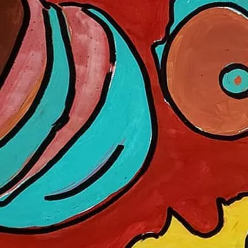 Detail of Indigo Faces, centre