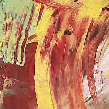 Detail of Crimson Oasis, lower centre
