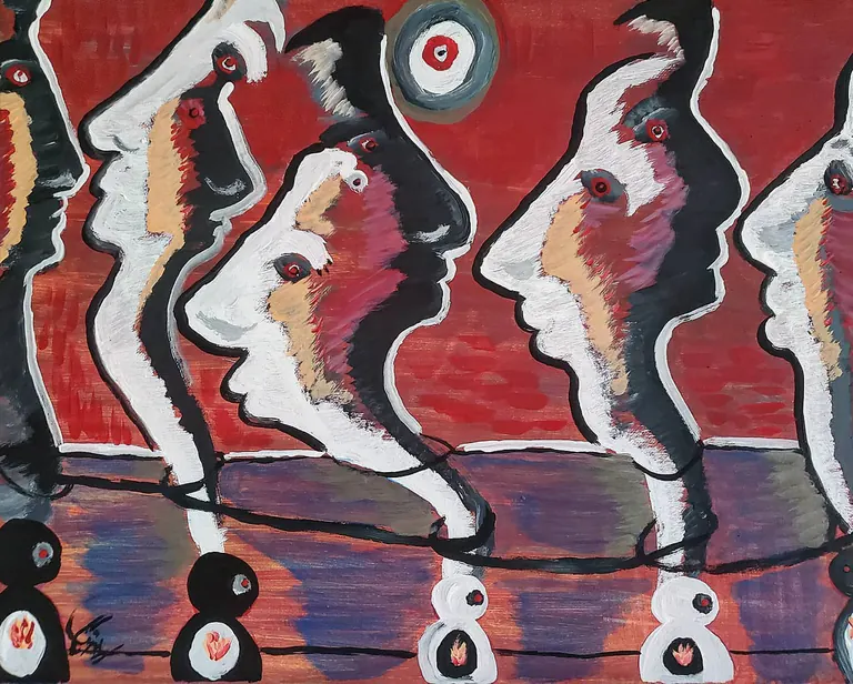 The Racial Battle, a painting by Jamal