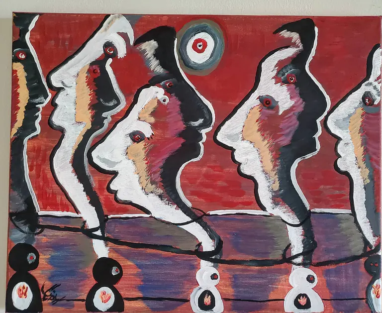 The Racial Battle, a painting by Jamal