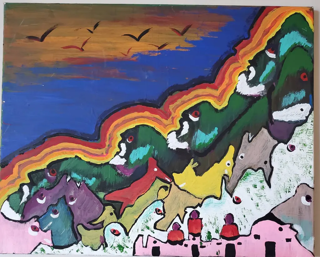 Rain and Spirits, a painting by Jamal