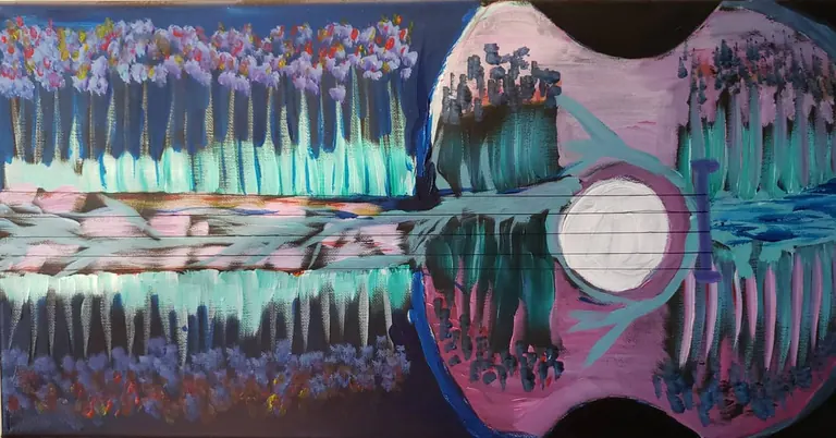 Rain and Faces, a painting by Jamal