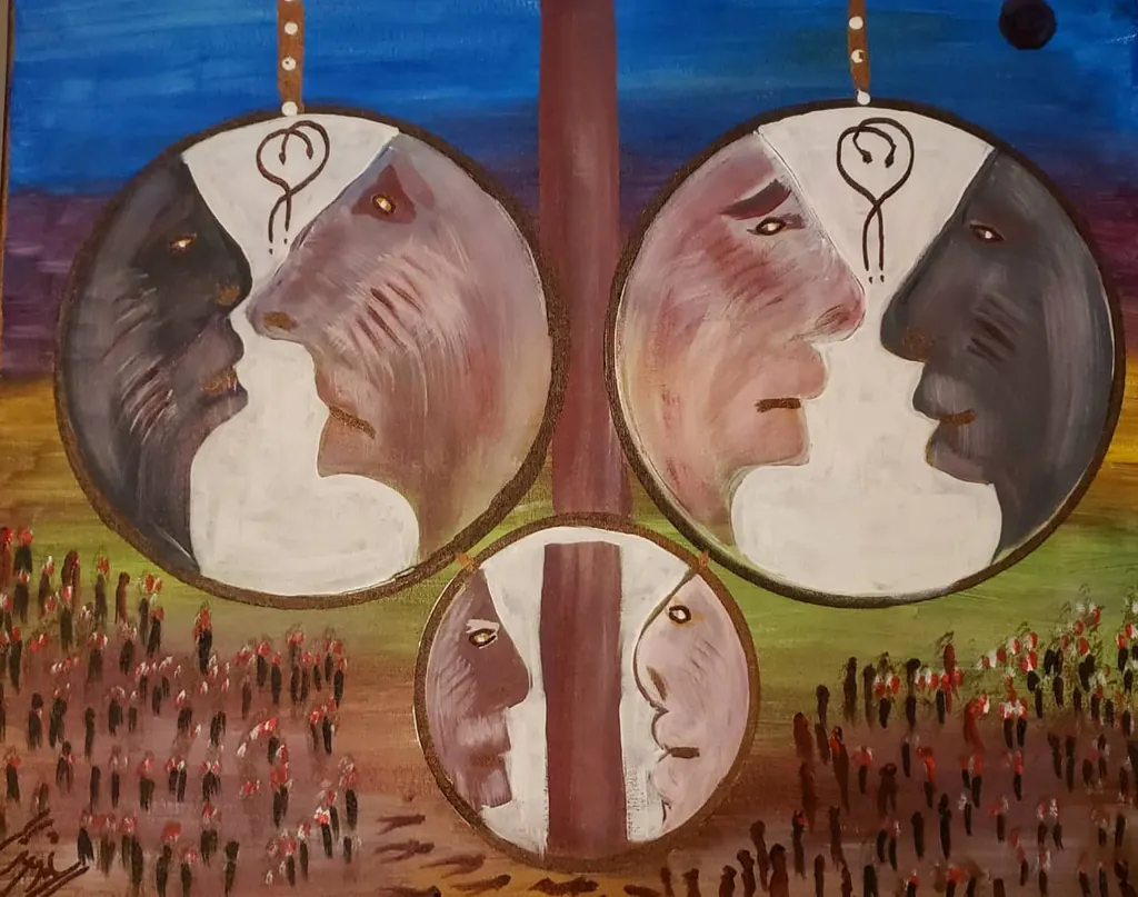 Fire and Gathering, a painting by Jamal