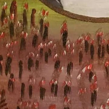 Detail of Fire and Gathering, lower left