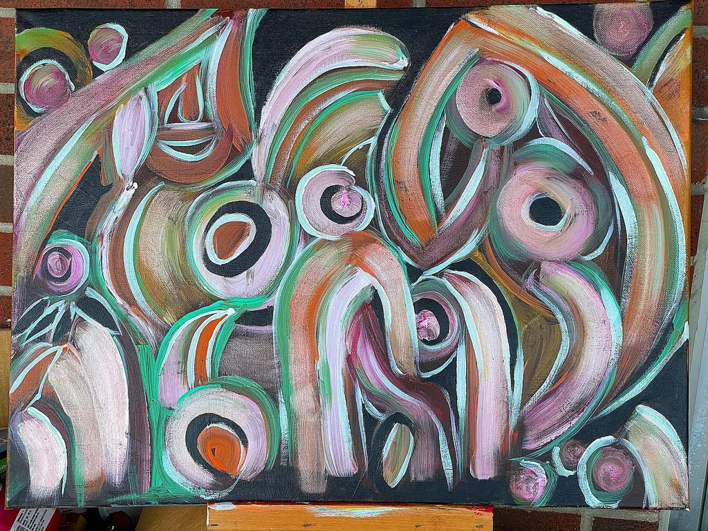 Earth and Faces, a painting by Jamal