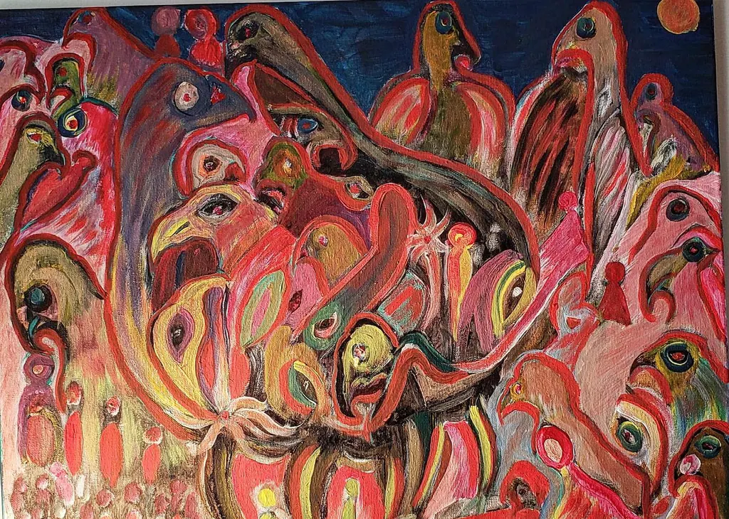 Ascension in Coral, a painting by Jamal