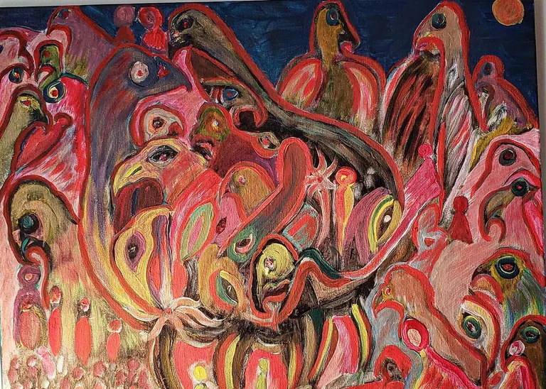 Ascension in Coral, a painting by Jamal