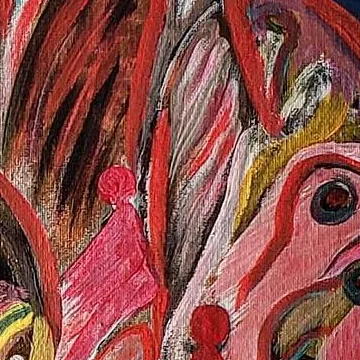 Detail of Ascension in Coral, centre right