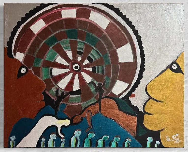 Against the odds, a painting by Jamal