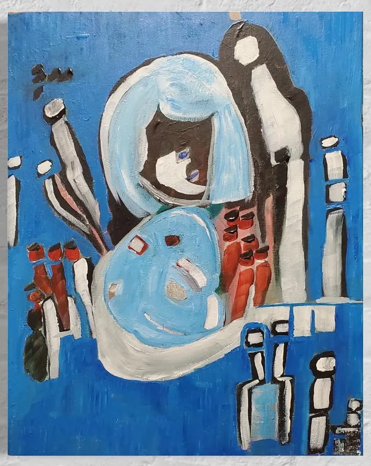 Where Figures Gather, a painting by Jamal